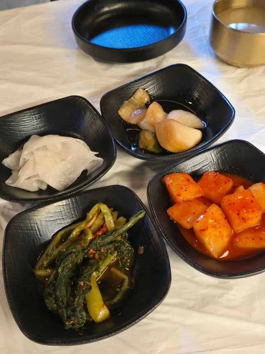 Table set with four basic banchan