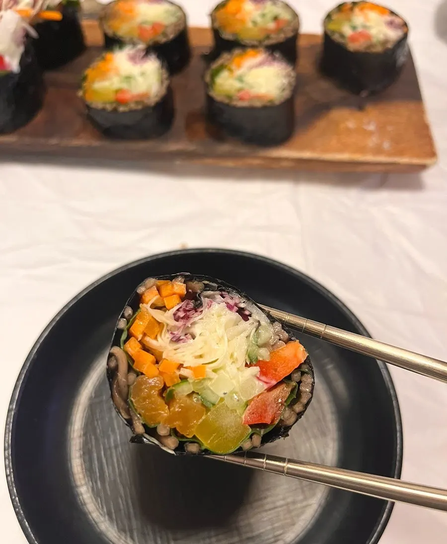 A light plate of buckwheat gimbap