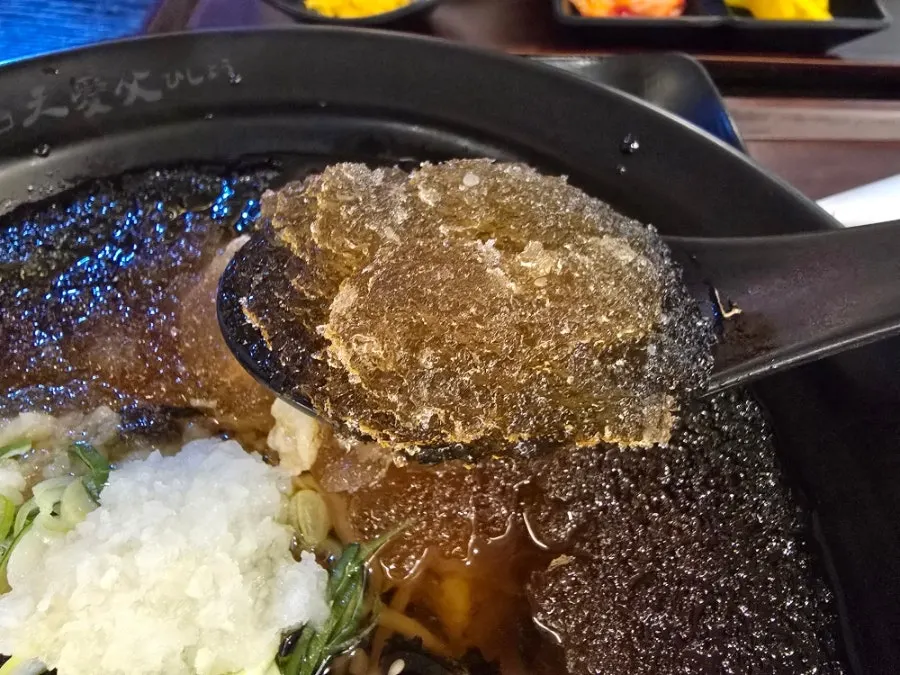 撒上蔥花的冷蕎麥湯麵配料