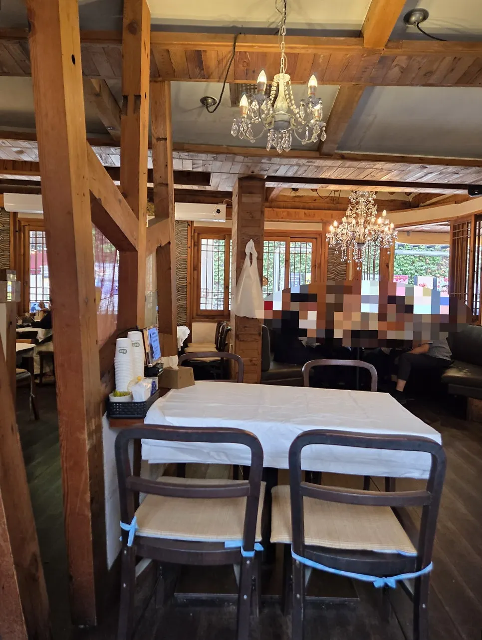 Bright and neatly organized interior of the hanok restaurant