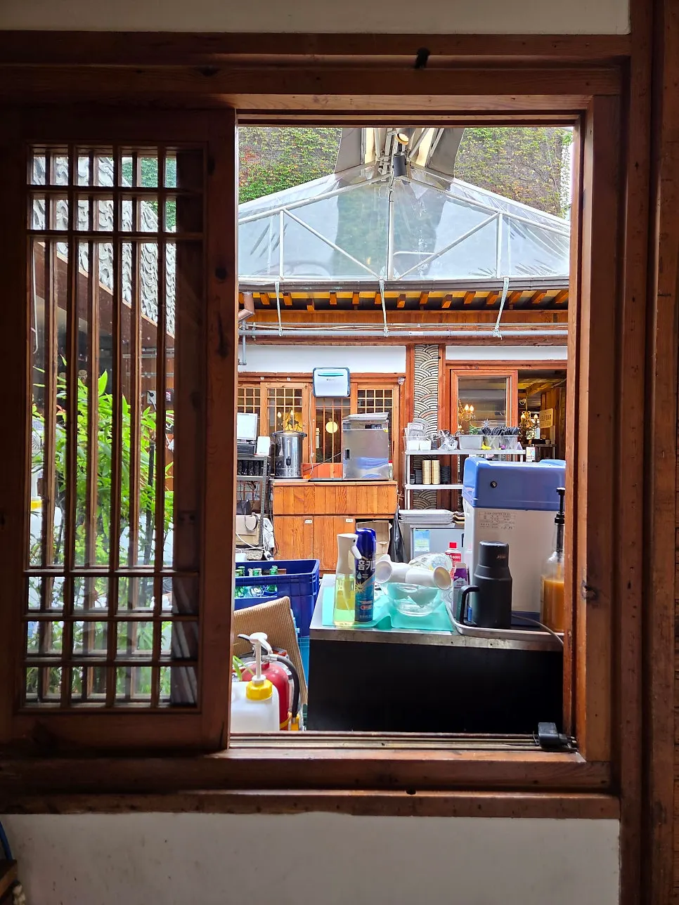 Interior view showing the preserved hanok structure
