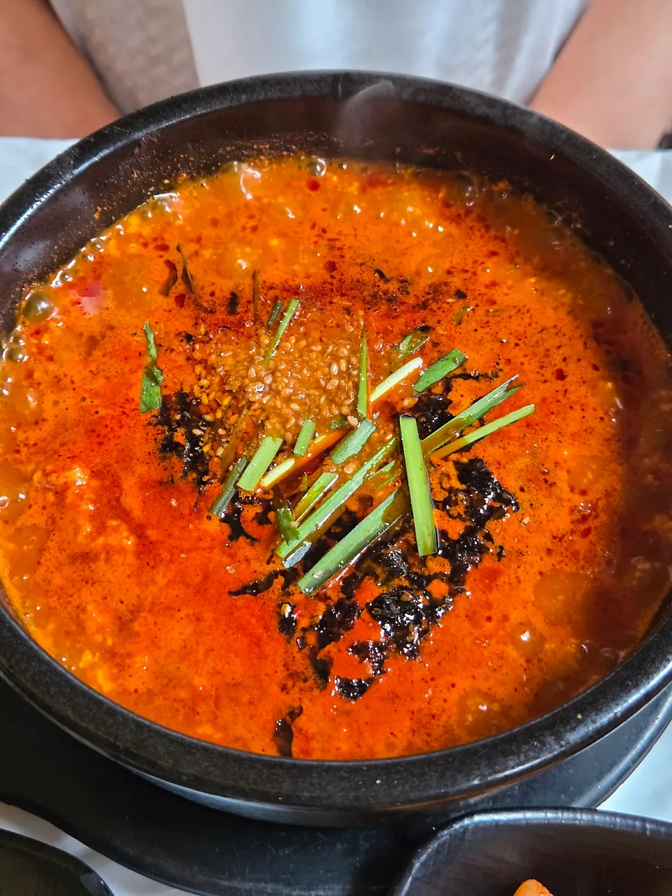 Spicy Chodang sundubu made with handmade tofu from Gangneung