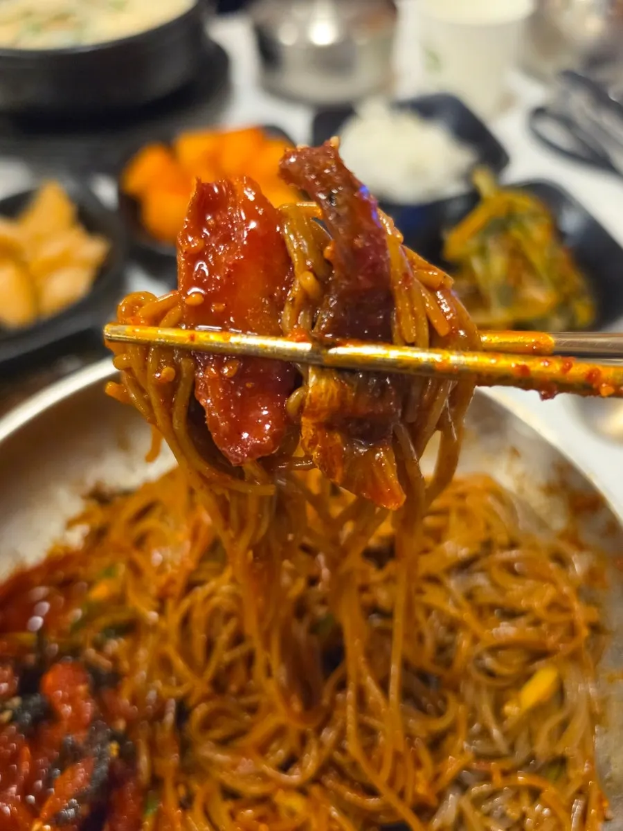 House-made buckwheat noodle strands