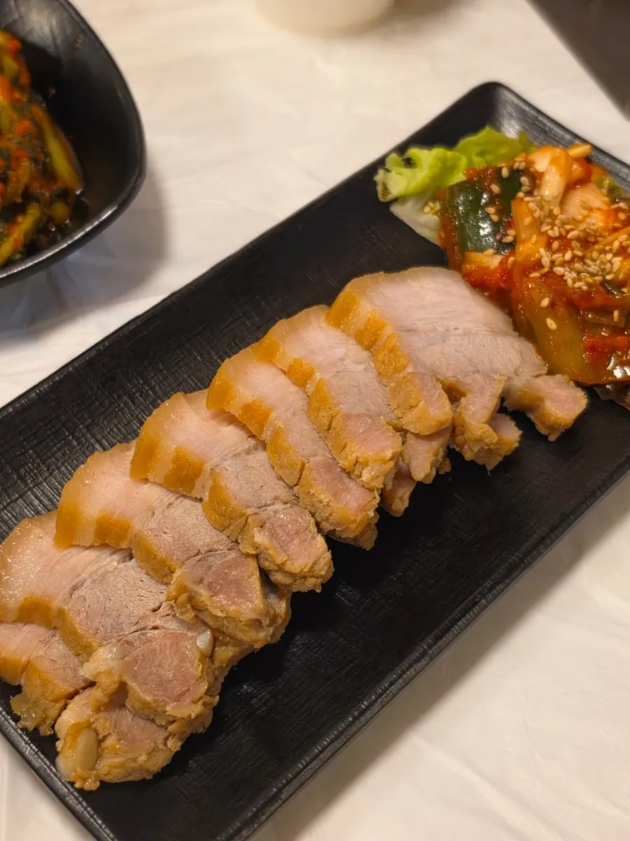 Plate of pork belly from the pork belly set