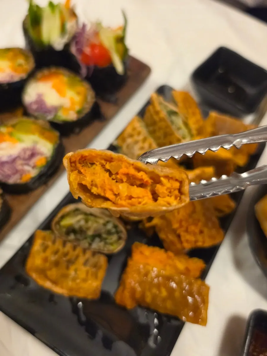 Cross-section of the kimchi buckwheat pancake