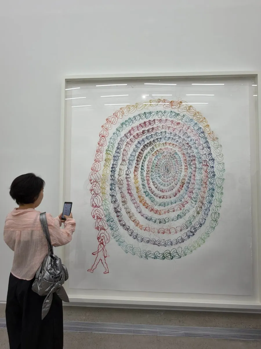 Viewing works at the Do Ho Suh exhibition