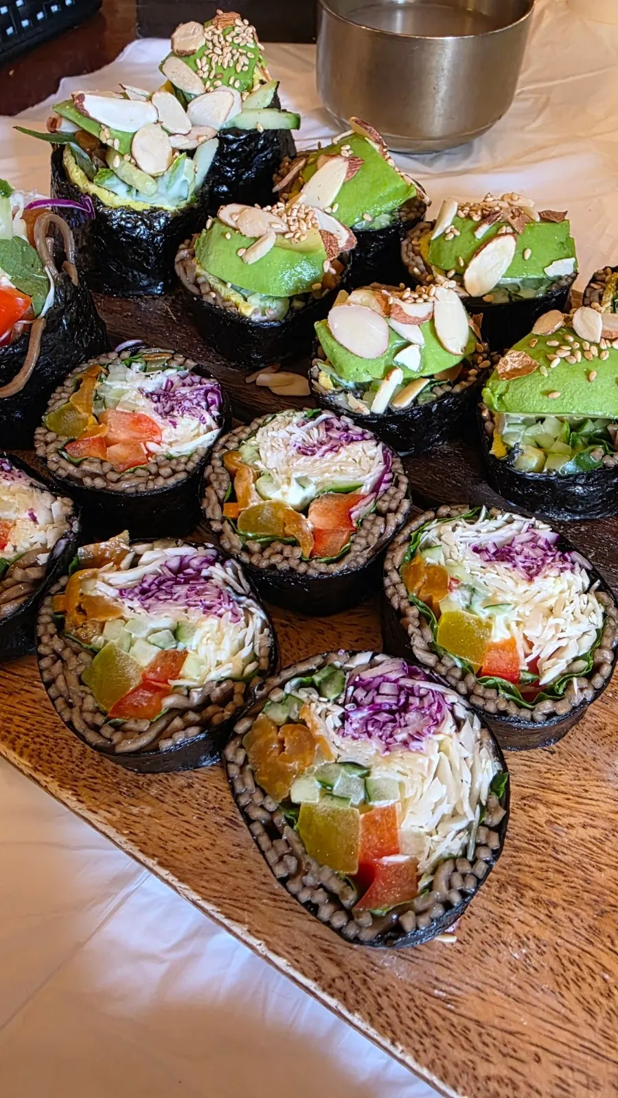 Picking up a piece of gimbap