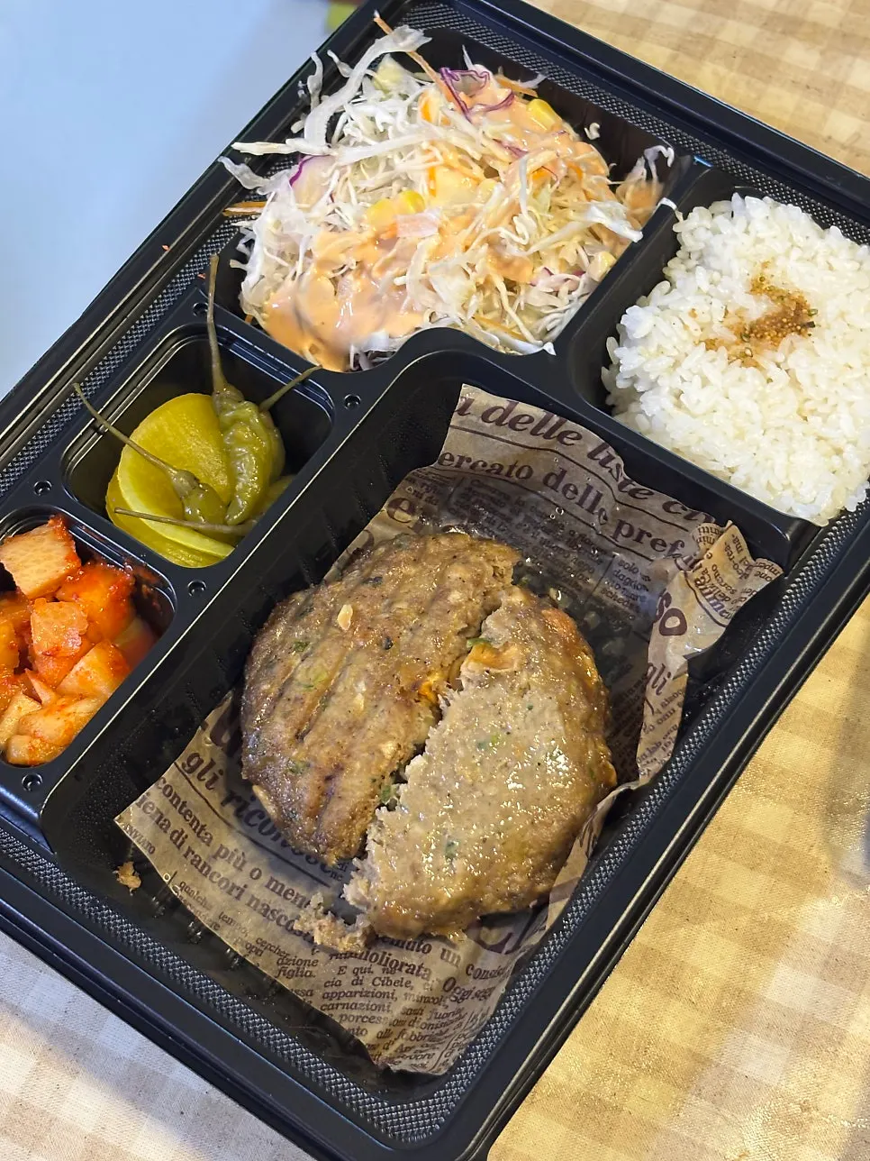 Garlic hamburg served together with rice
