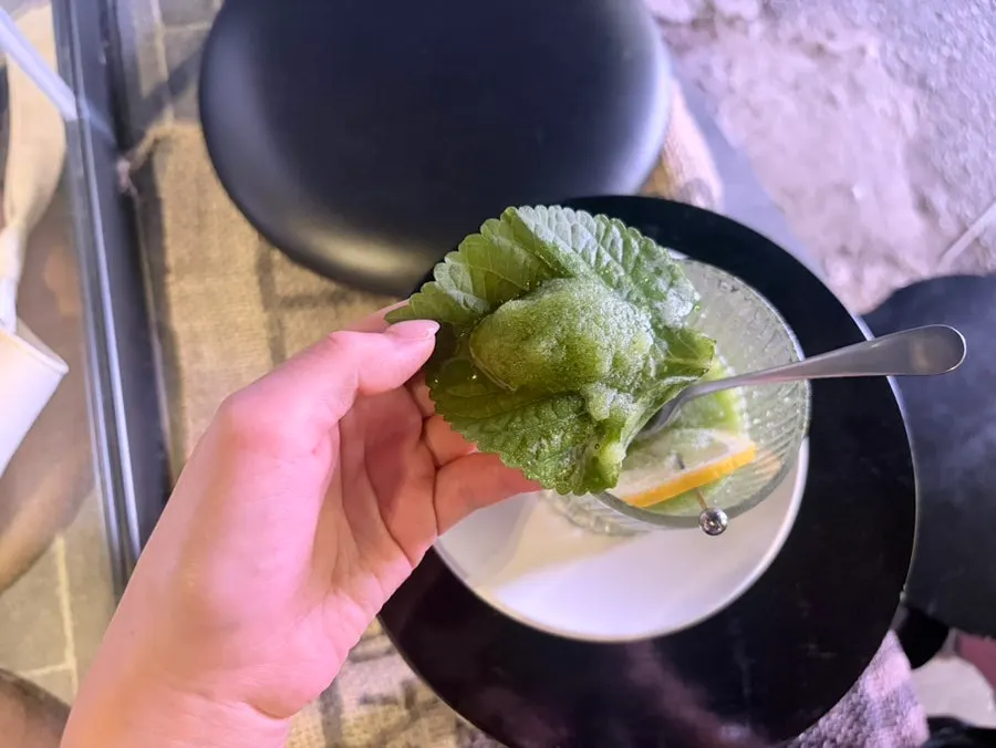 빨대로 마시는 시트러스 깻잎 스무디