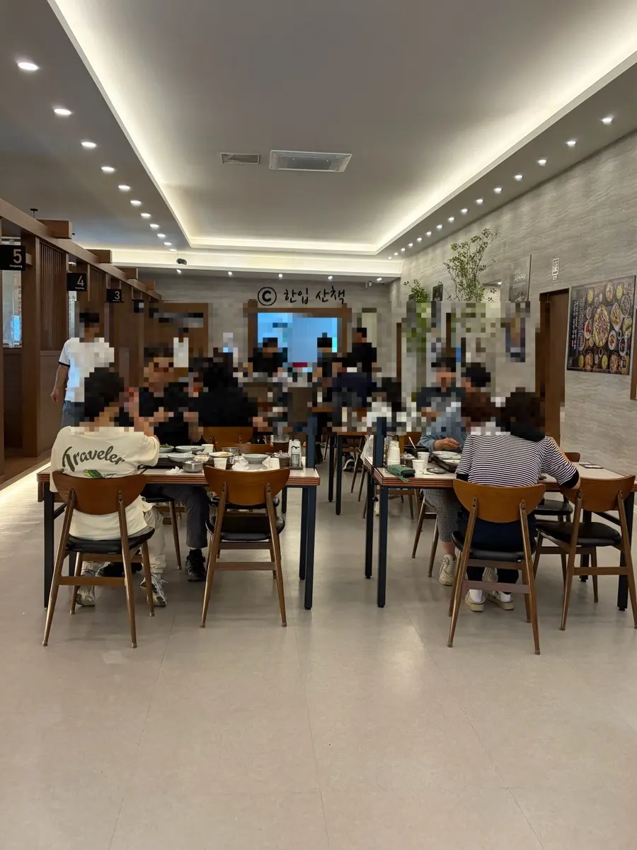 Spacious hall with partitioned seats and rooms