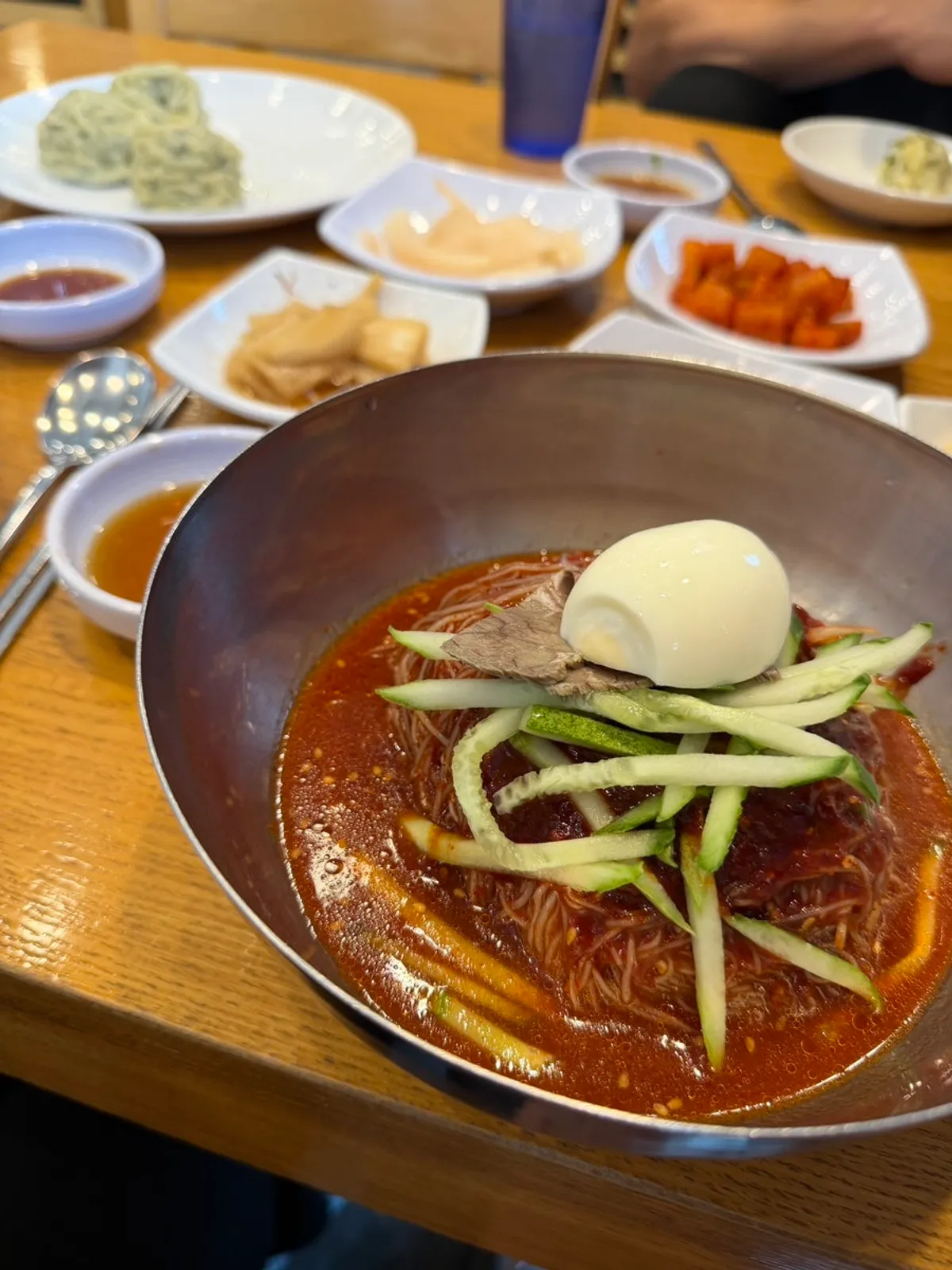 A bowl of bibim naengmyeon at Iseol Myeonok Suyu Main Branch