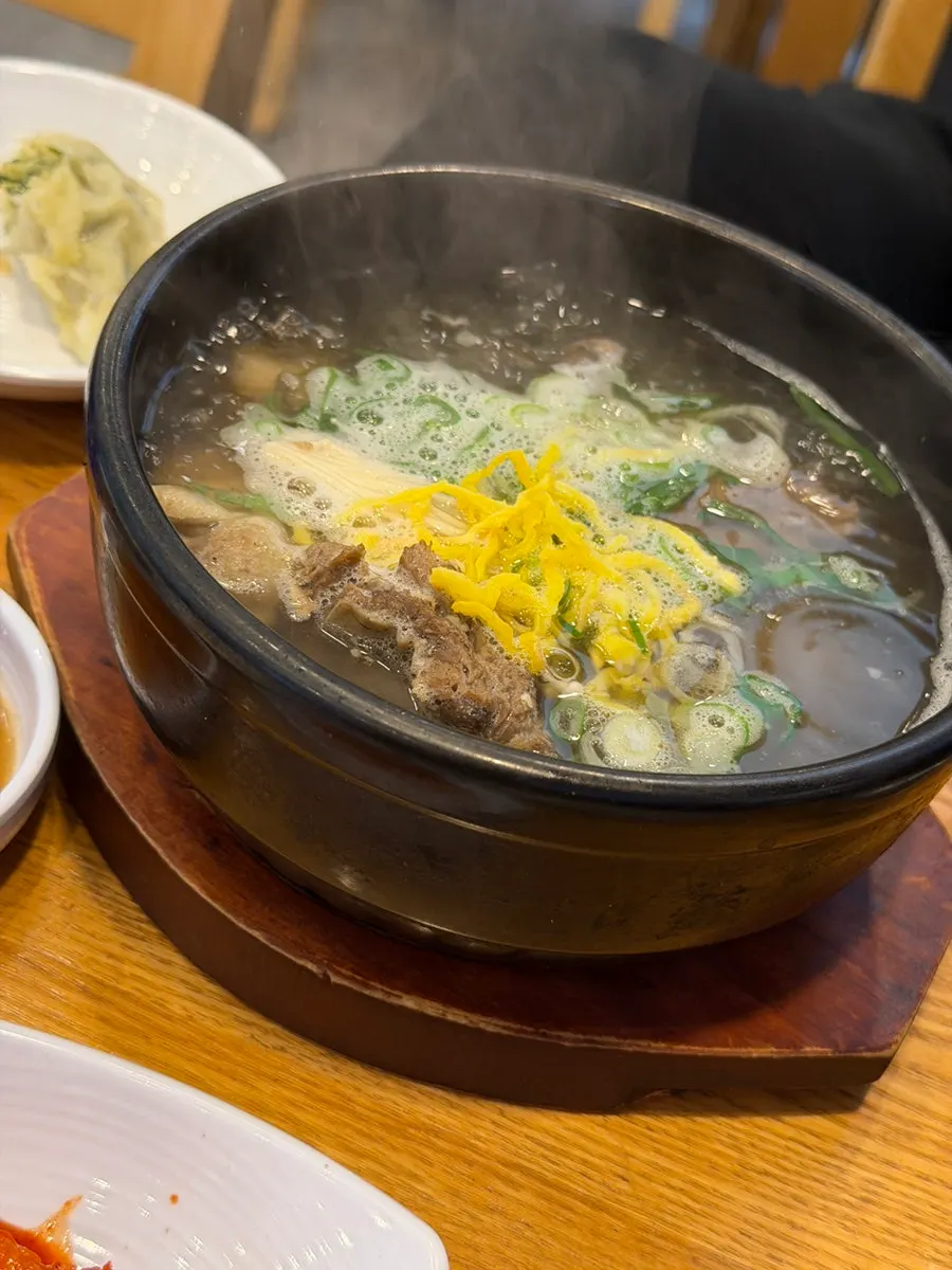 Broth and short ribs in wang galbitang