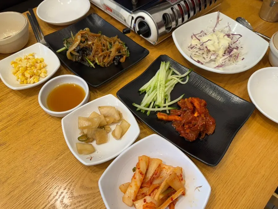 Generous spread of basic banchan