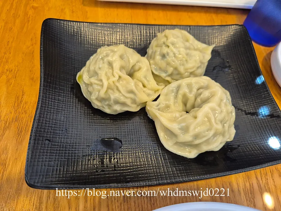 Wang mandu served with dipping sauce at Iseol Myeonok