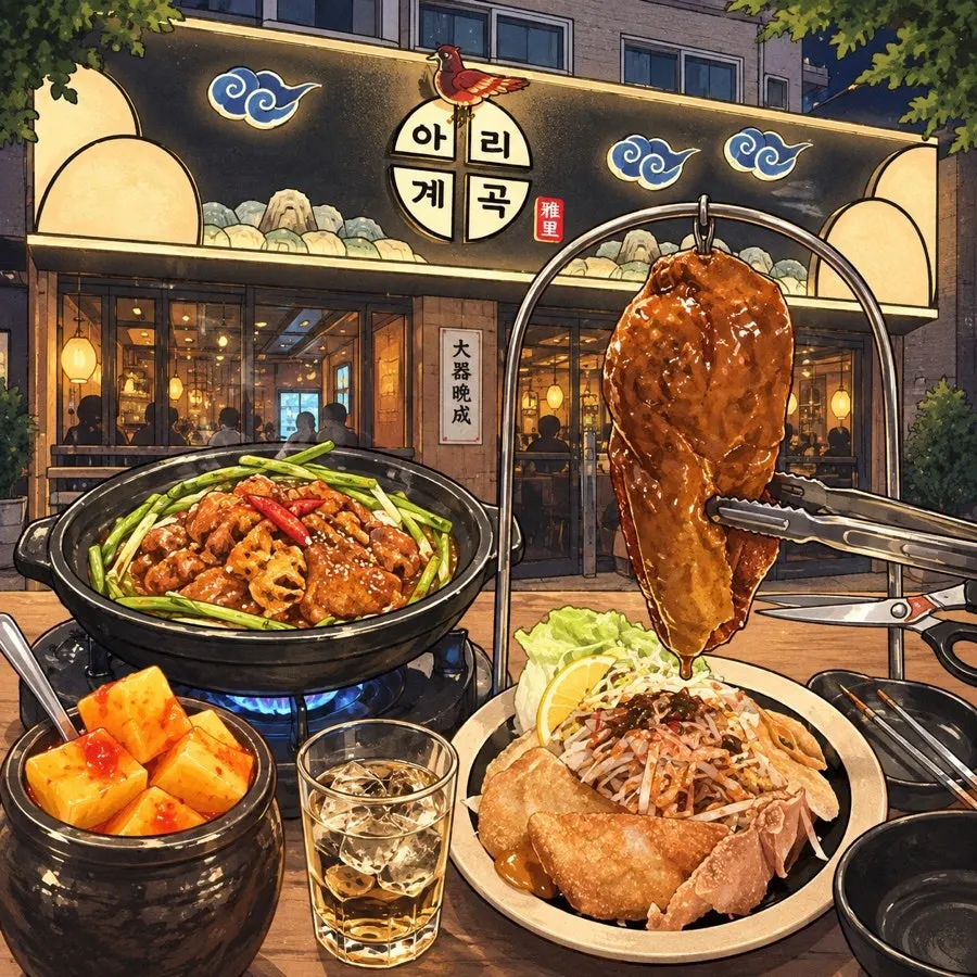 Food and interior atmosphere at Ari Gyegok Isu Station Branch