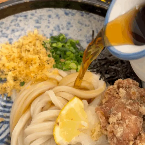 House-made bukkake udon noodles