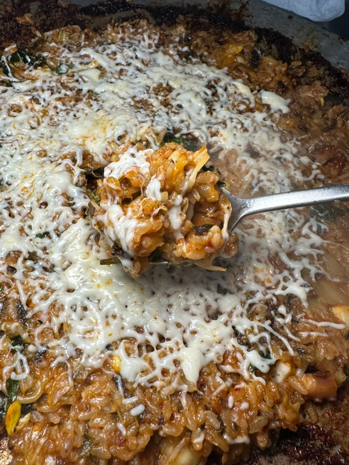 Fried rice finished with a sprinkle of snow cheese