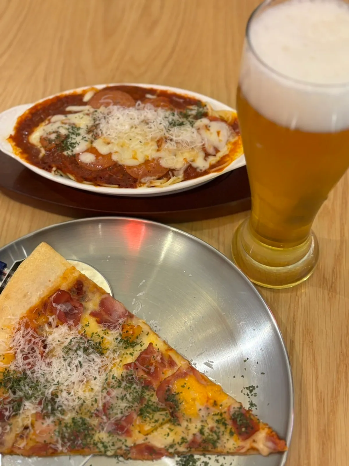 Ordered pizza, beer, and pasta