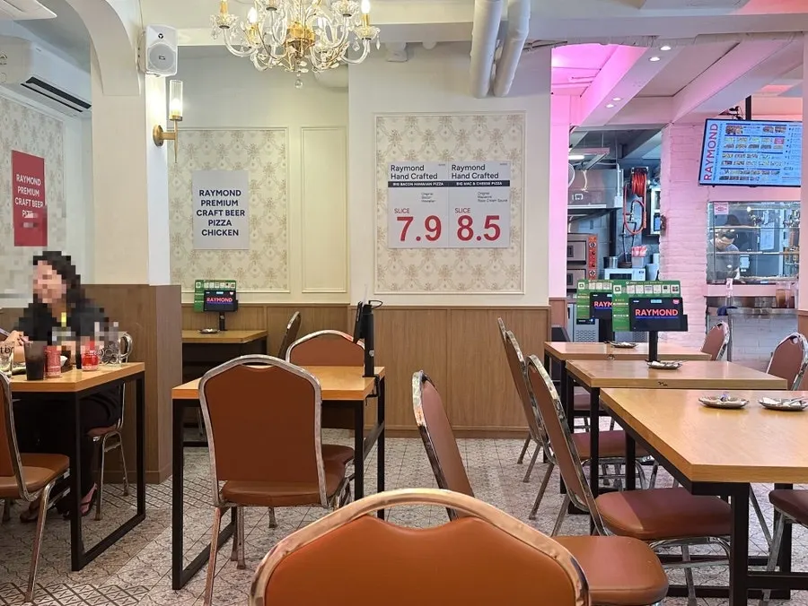 Cleanly maintained seating area inside the store