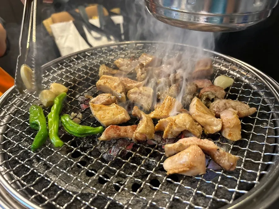 먹기 좋게 잘린 양대창 구이