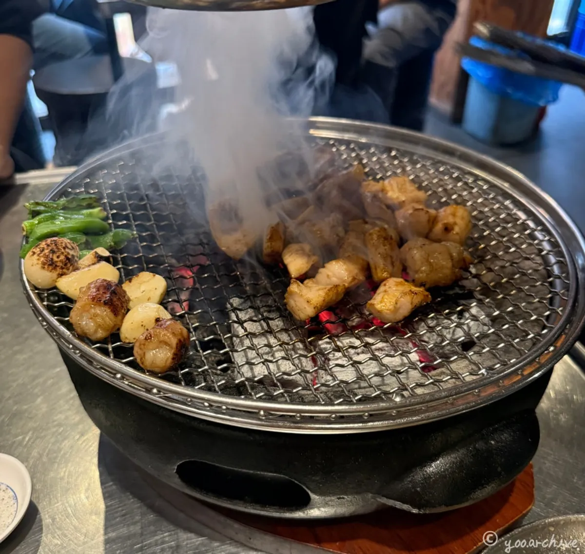 The combination of daechang and yang bokkeumbap eaten at Baekho Yangdaechang