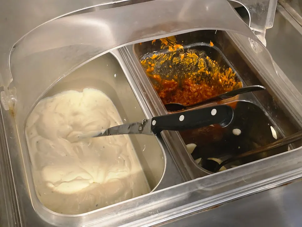 Bean sprouts set out at the self-serve bar