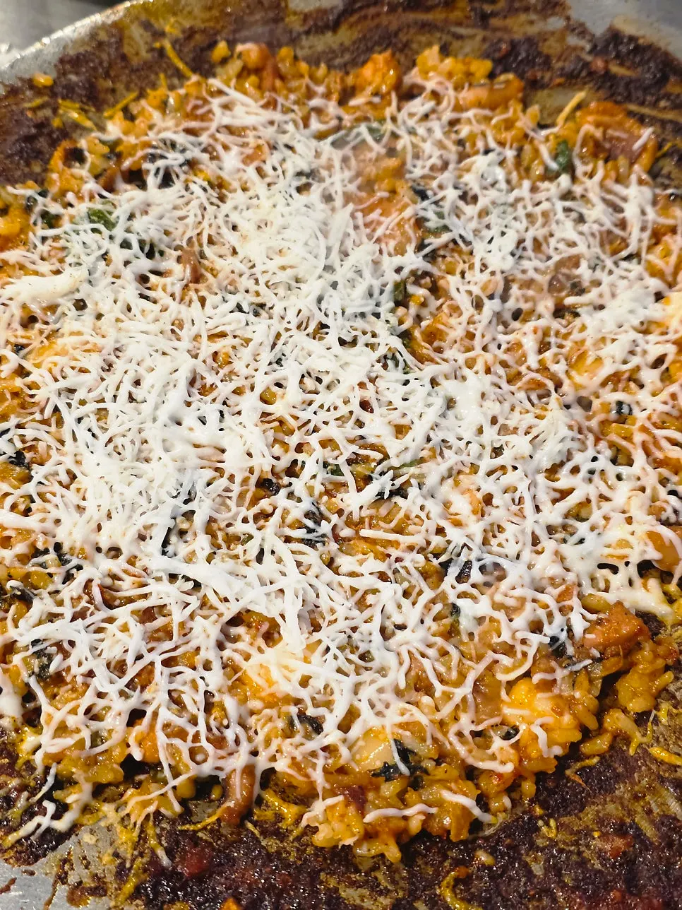 Cheese fried rice piled high with cheese