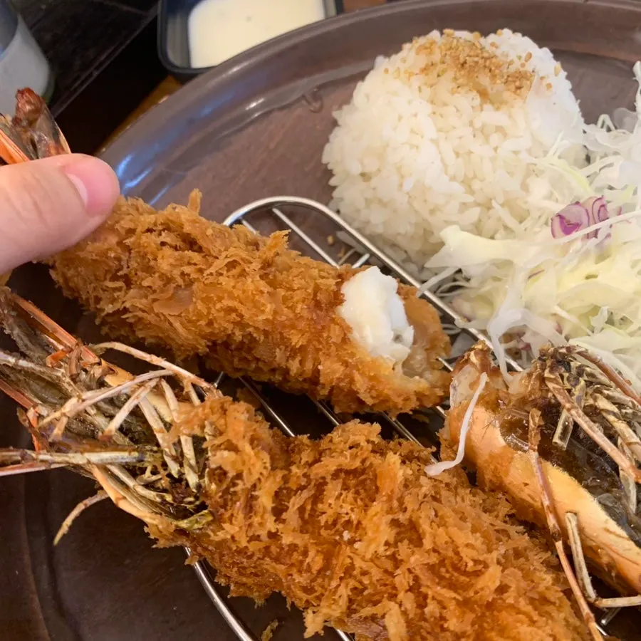 Crispy batter of the king shrimp katsu
