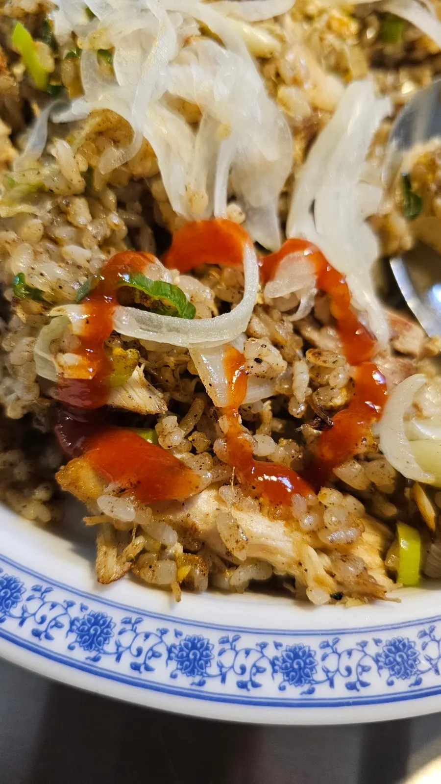 Fried rice served with chili sauce