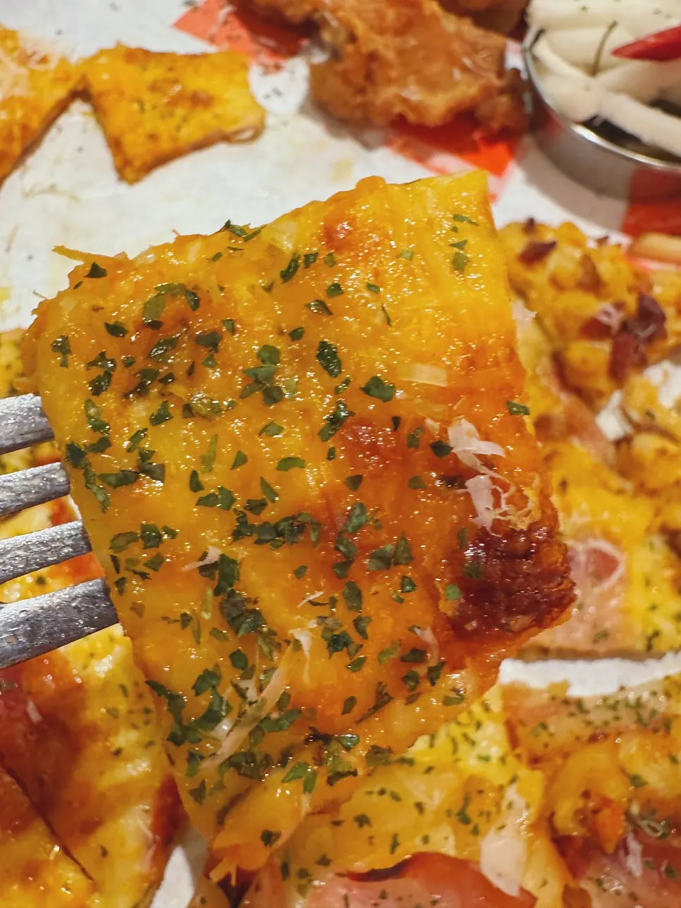 Close-up of the cheese slice pizza