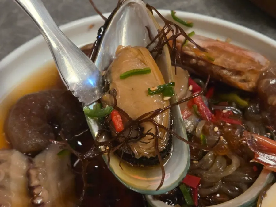 Seafood jang plate with shrimp and marinated crab
