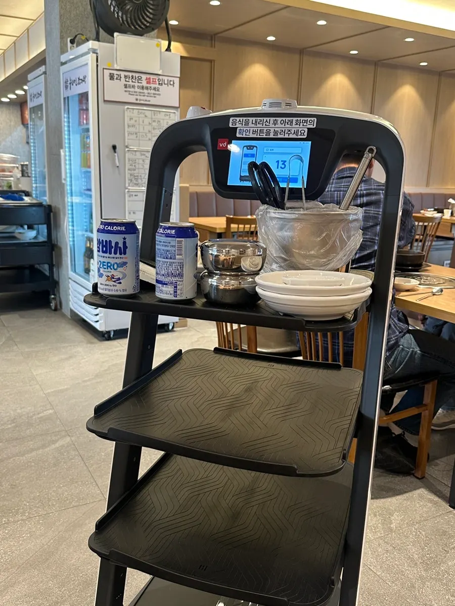 Serving robot bringing out the ordered food