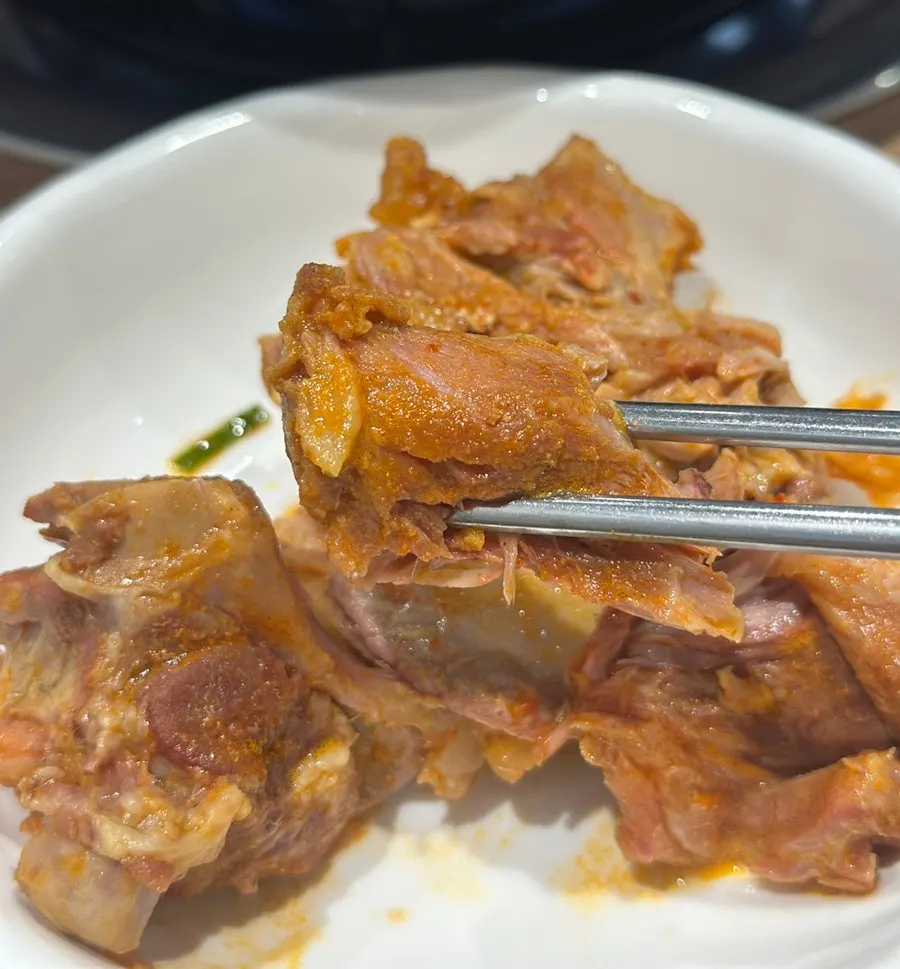 Close-up of seasoned bone stew meat