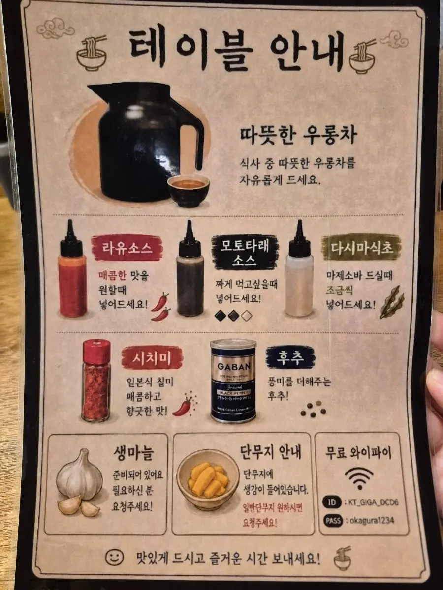 테이블에 놓인 우롱차와 물