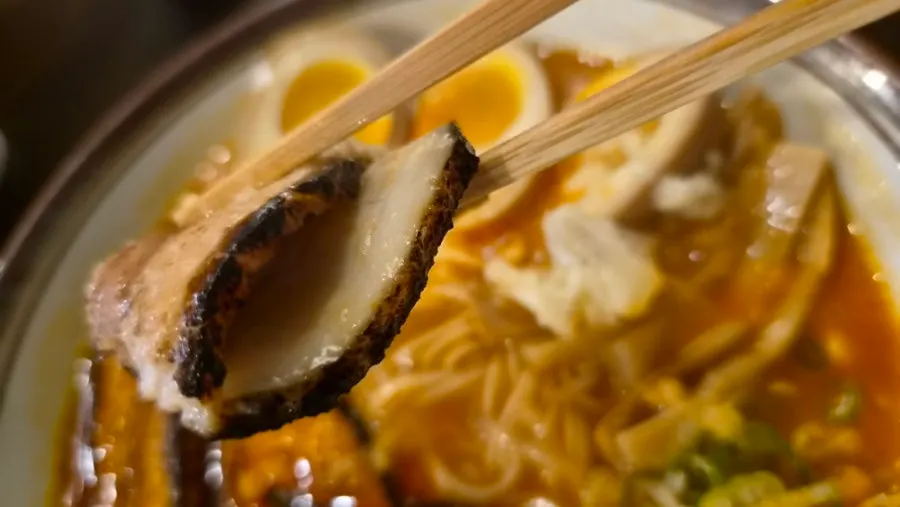 Umakara tonkotsu with bamboo shoot topping added
