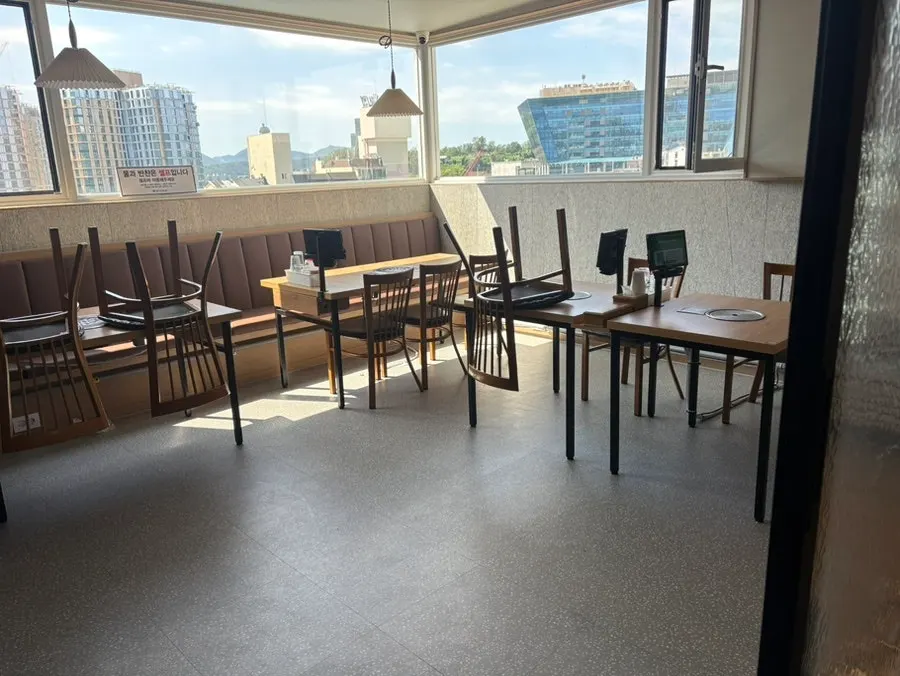 Restaurant interior quieter after the meal