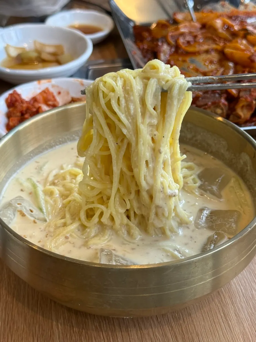A bowl of nutty soy milk noodles