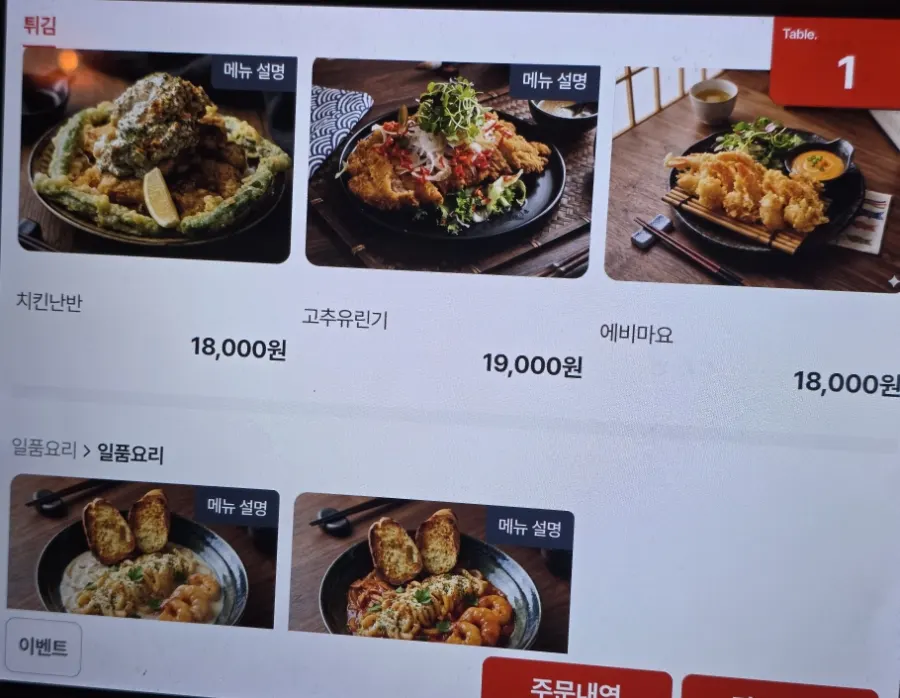 Menu information reviewed before ordering the Ito Set