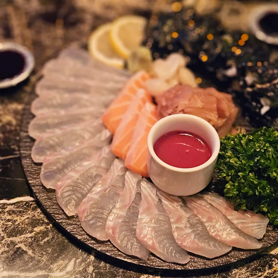 Neatly plated halibut salt gimbap