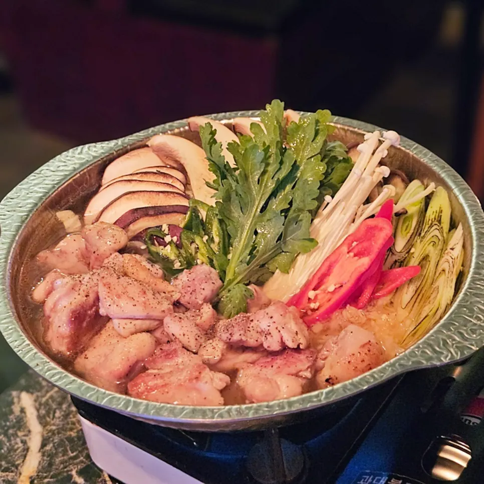 Ito's table after the meal, under cozy lighting