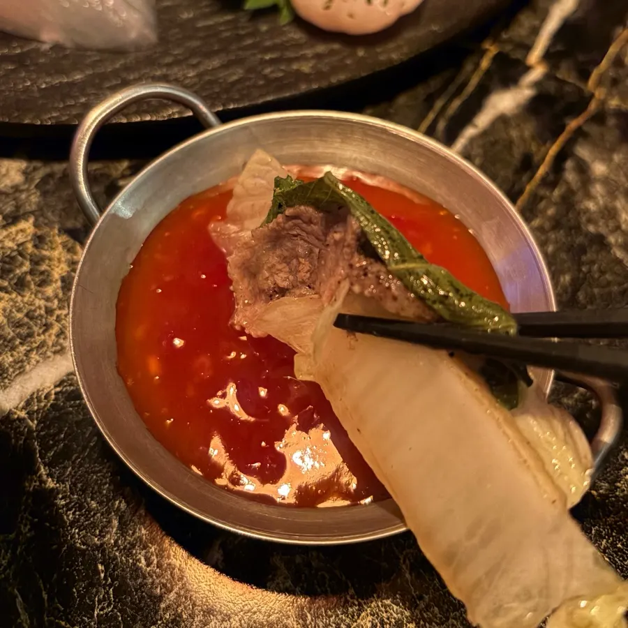 Millefeuille nabe served onto a small plate