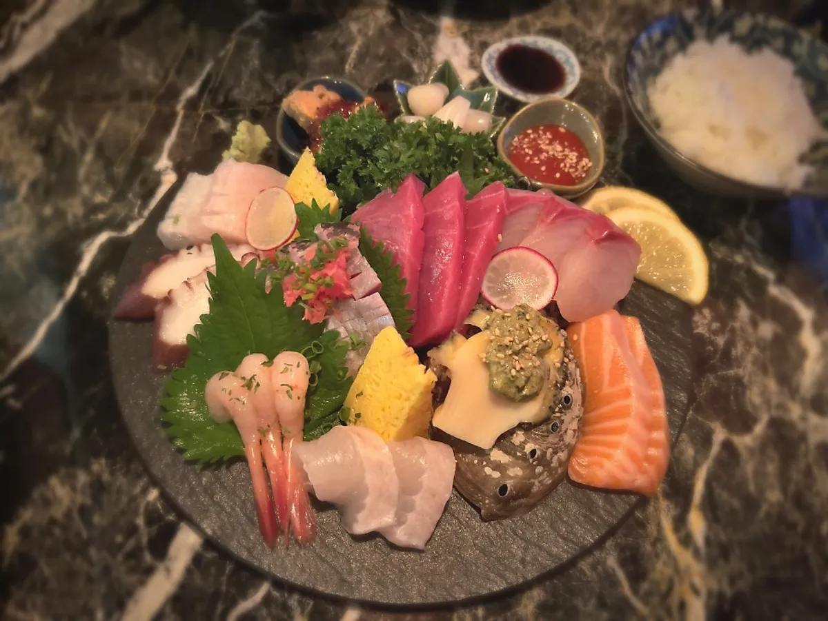 Glossy aged assorted sashimi at Ito
