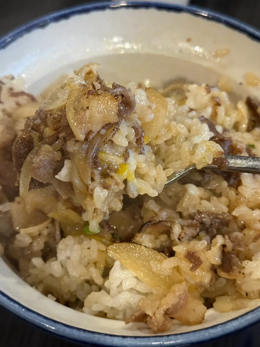 Gyudon portion scooped out into the baby's bowl