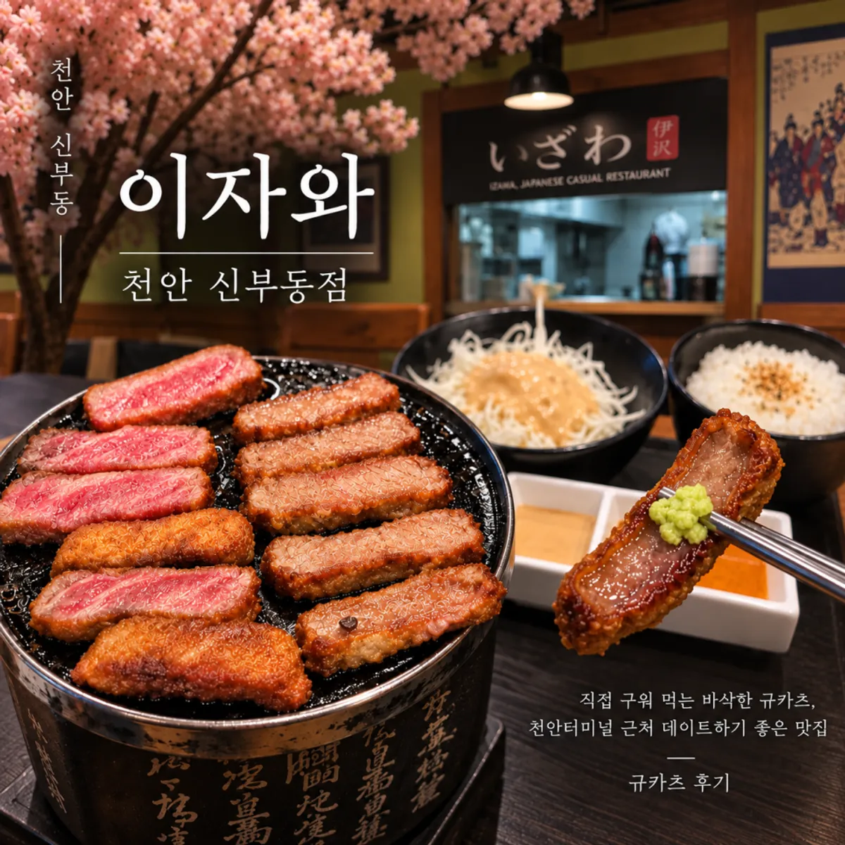 천안 신부동 이자와 규카츠 상차림