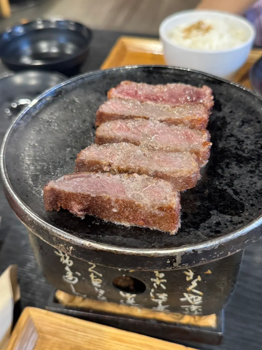 Cross-section of gyukatsu showing the juicy inside