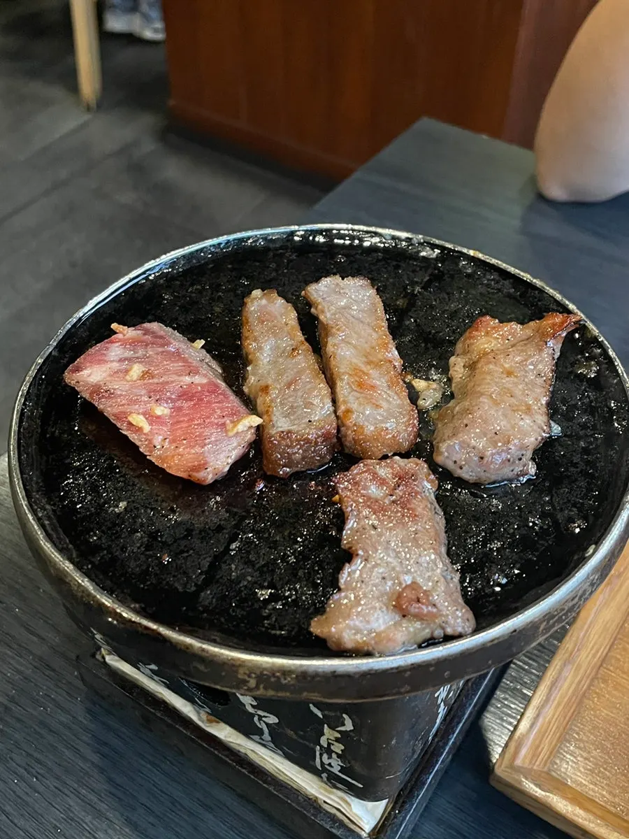 Beef cutlet grilling on the brazier