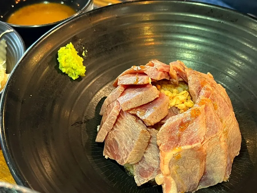 Gyukatsu set spread with the small tabletop stove
