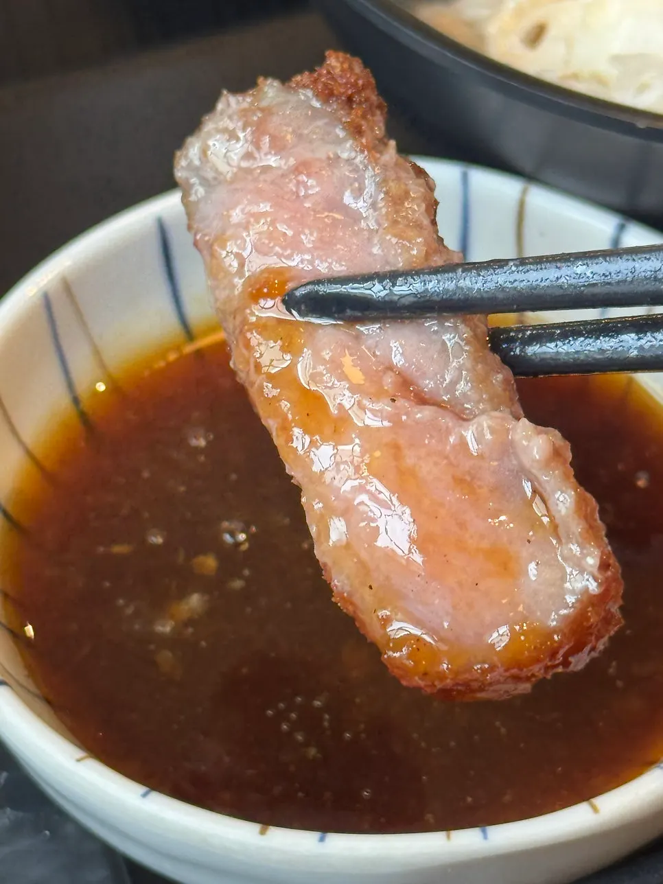 Cross-section of the unbreaded steki meat