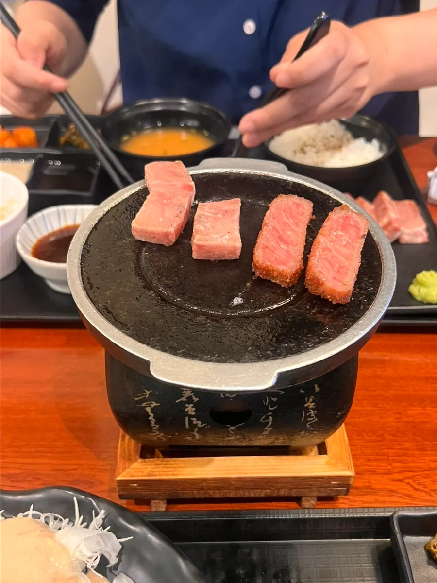 Cross-section of gyukatsu before grilling