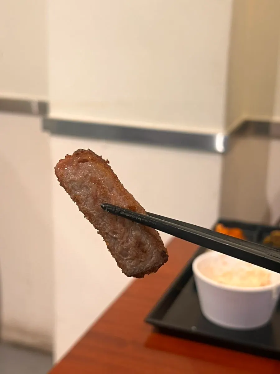 A piece of medium-rare cooked steki